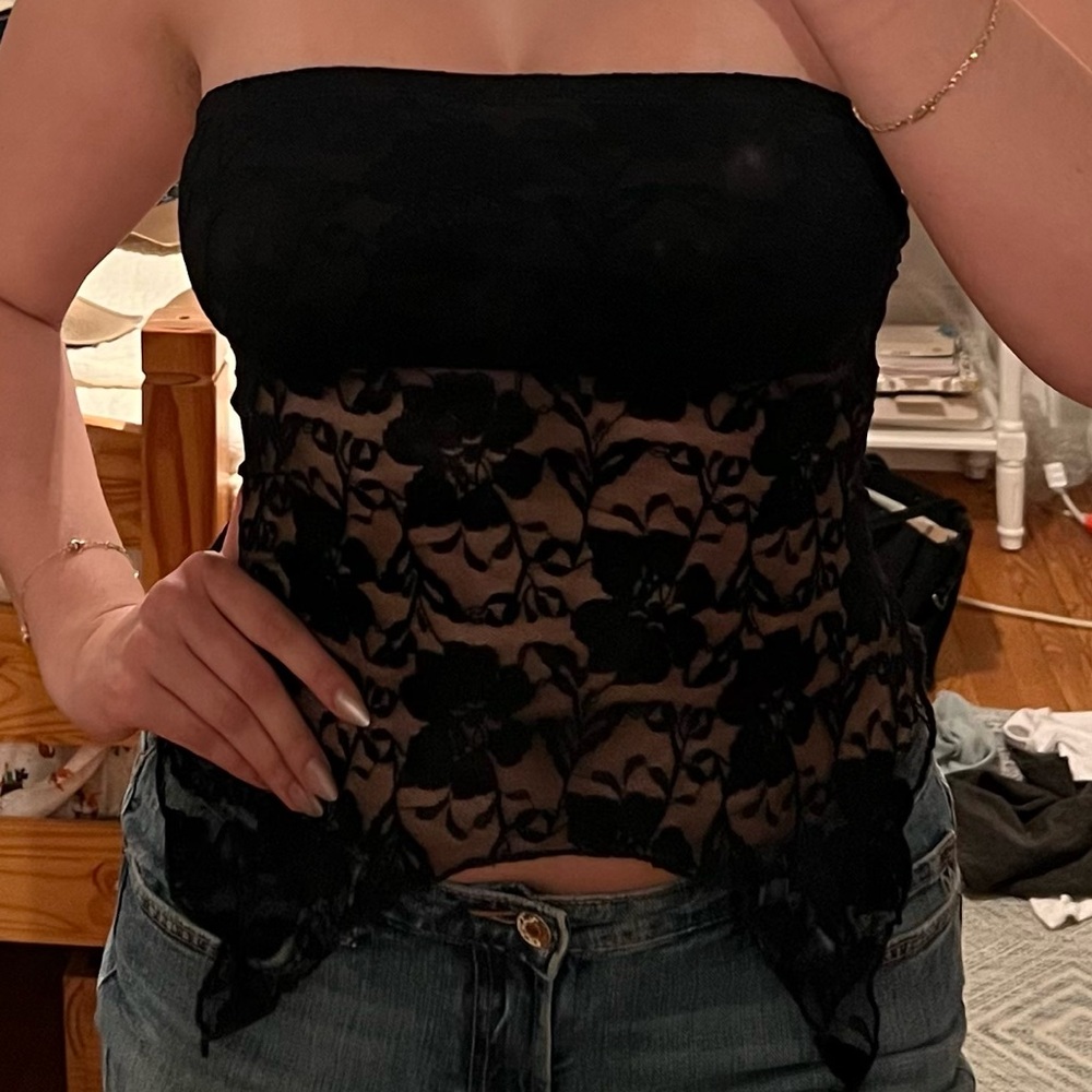 Urban Renewal Black Lace Strapless Bustier